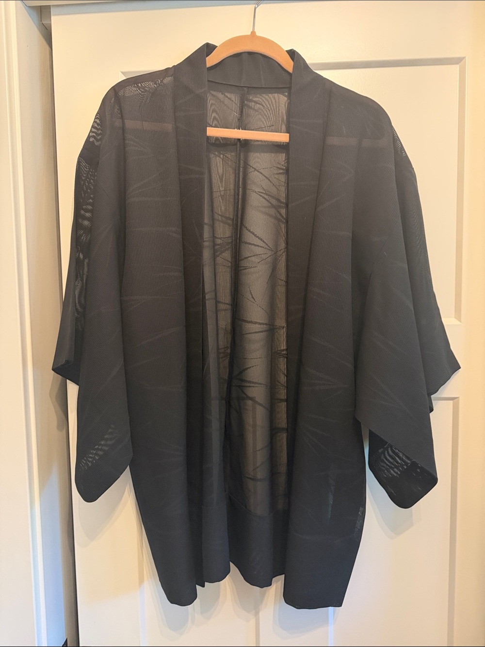 Authentic vintage handmade from Japan Black Sheer Open-Front Kimono